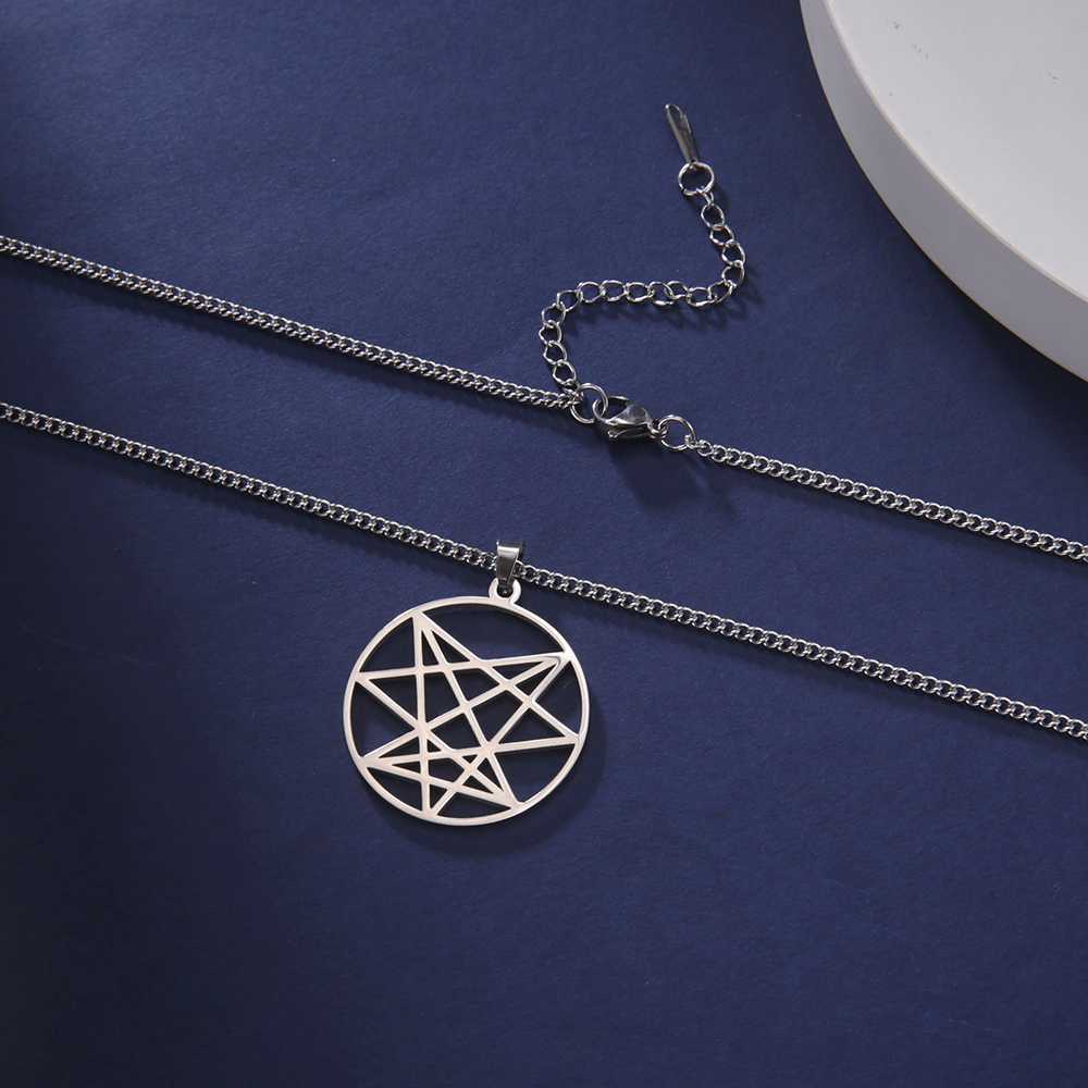 Dawapara Order of The Nine Angels Satanic Pendant Necklaces Sacred Geometric Enneagram Amulet Stainless Steel Jewelry