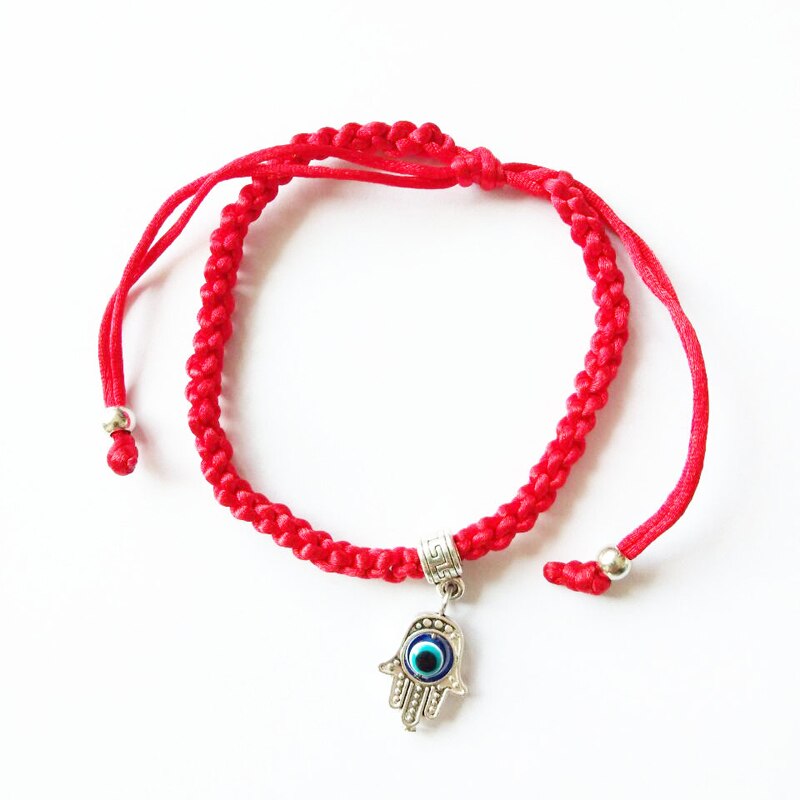 SUMENG Nouveauté rouge Chaîne Hamsa Main Mauvais Œil Chanceux Kabbale Boho Festival Chic Bracelet Pour Femmes Corde Chaîne Bracelet