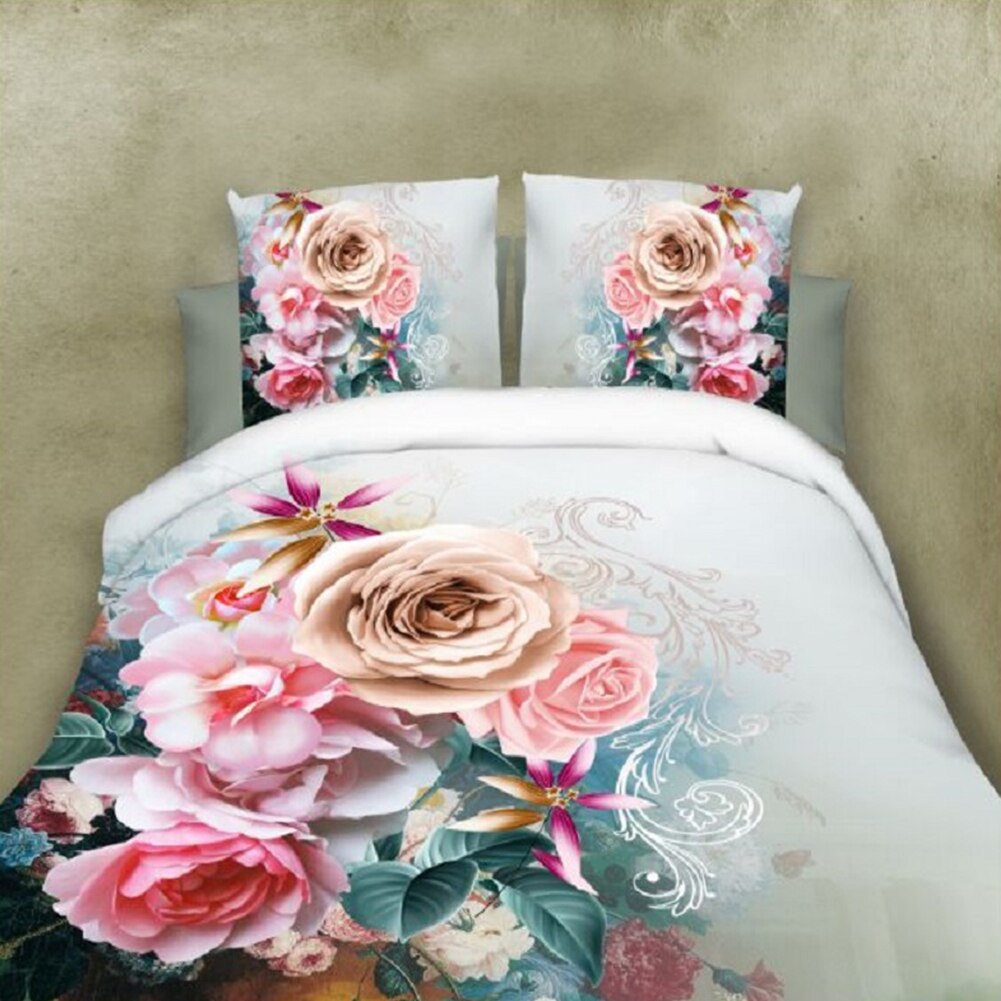 18 Stijlen Wit Rode Bloem 3D Beddengoed Set van Dekbedovertrek Kussensloop Set Bed Kleding Dekbedden Cover Queen Twin geen Quilt: Flower 3D009