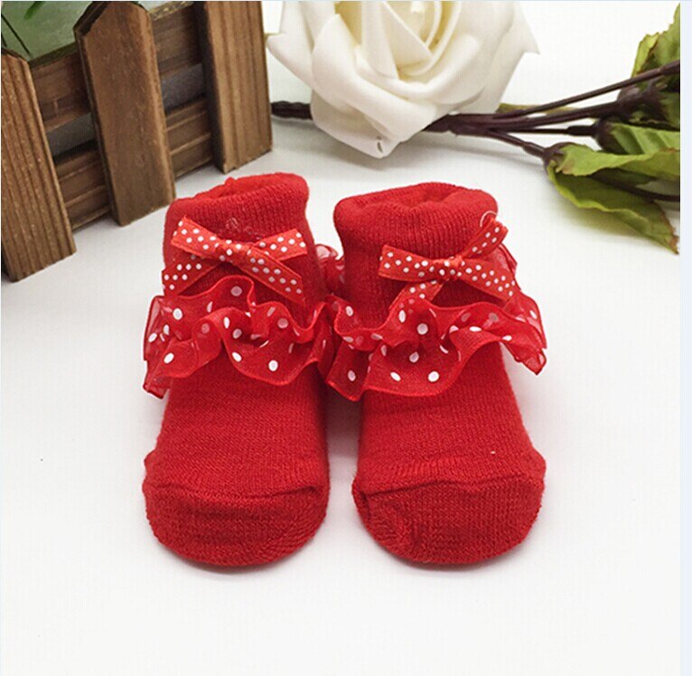 0-6 Mesi Toddlers Neonati Calze di Cotone Caviglia Bowknots Principessa Delle Ragazze Del Bambino Calzini 2018: Rosso