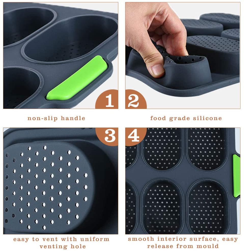 Silicone Non-stick DIY Baguette Pans for Baking Hamburger Buns Bread Maker Trays Mold Oven Sheet Bakeware Kitchen Baking Tools