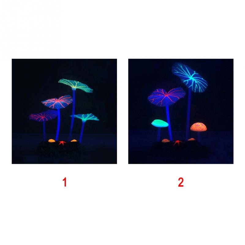 Fluorescerende kunstig koral glødende lotusblad svamp lysende sten akvarier akvarium lysende indretning tilbehør