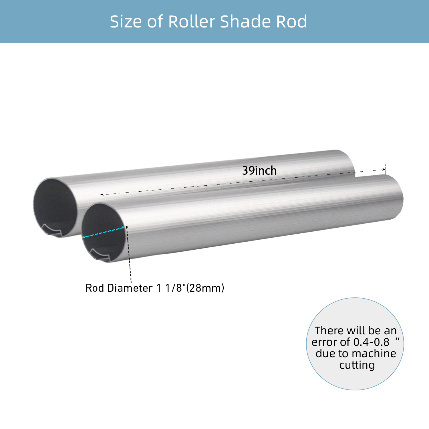 Roller Shades Tube，1-1/8" (28mm) Aluminum Tube，Roller Blinds Tube - 1 PCS，1 meter