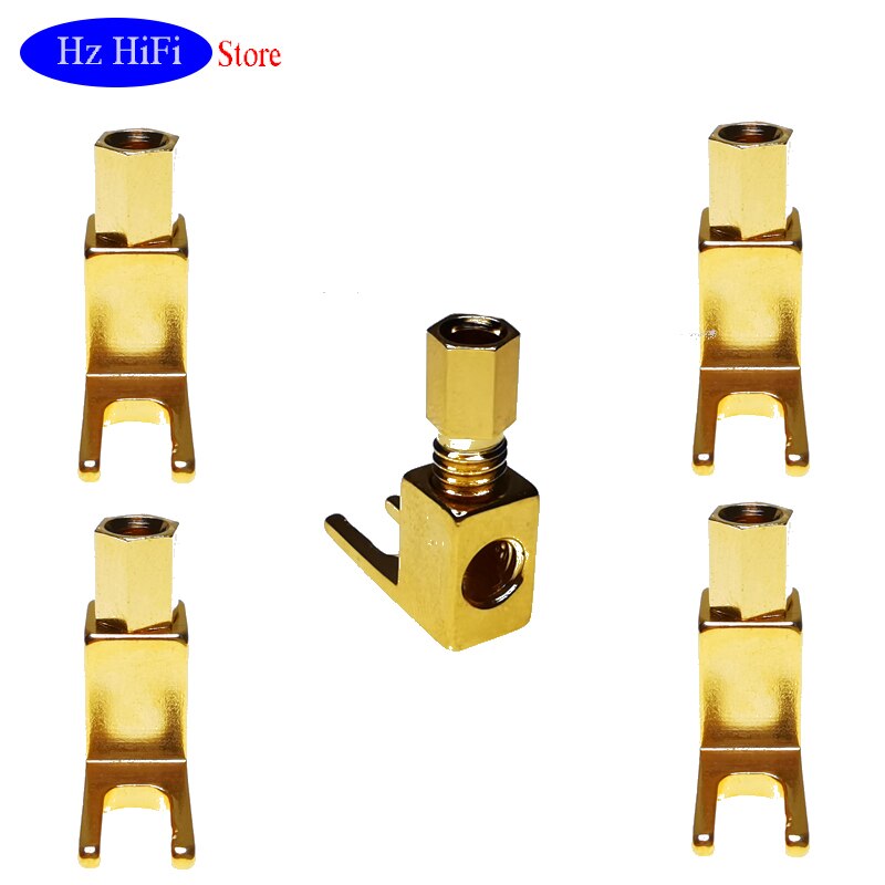 1 stück -50 stück messing vergoldeter rechtwinkliger hifi-audio-lautsprecherkabel-y-adapter (gabelstecker: bananenstecker auf gabelstecker): 50 stück oder mehr