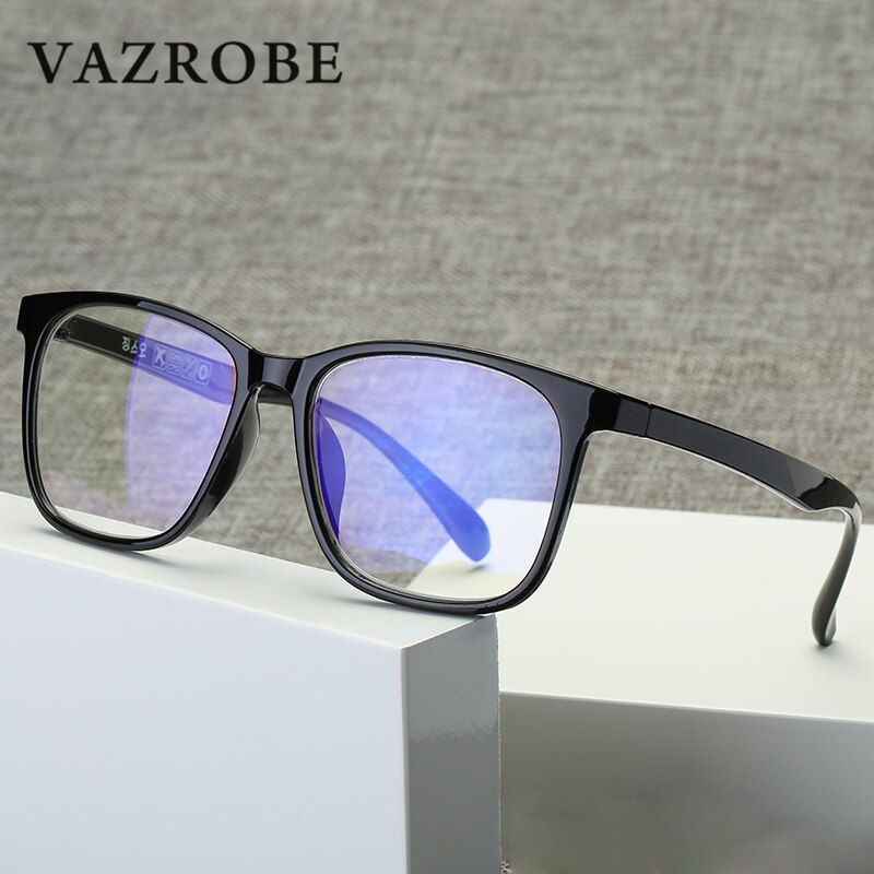 Vazrobe Computer Glasses Men Women Blue Light Glasses Man Anti Reflective Blocking ray from computer for Work Gaming Eye Protect: shiny black