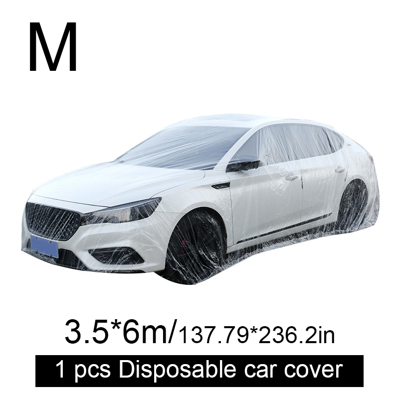 Disposable Transparent Car Clothing Cover Dustproof Rainproof Transparent Car Cover Plastic PE Film Rainproof Car Cover: WHITE