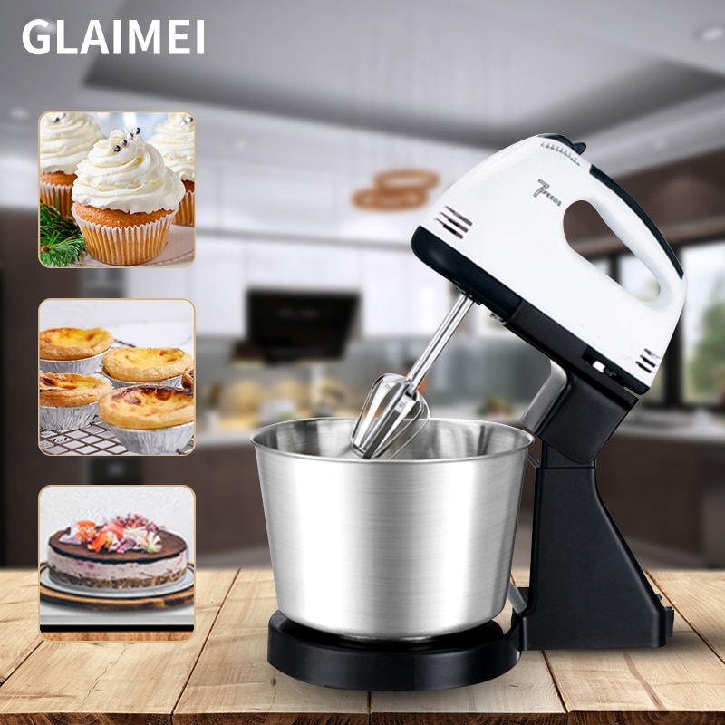 Electric Food Mixer 7 Speed Table Stand Cake Dough Mixer Handheld Egg Beater Blender Baking Whipping Cream Machine