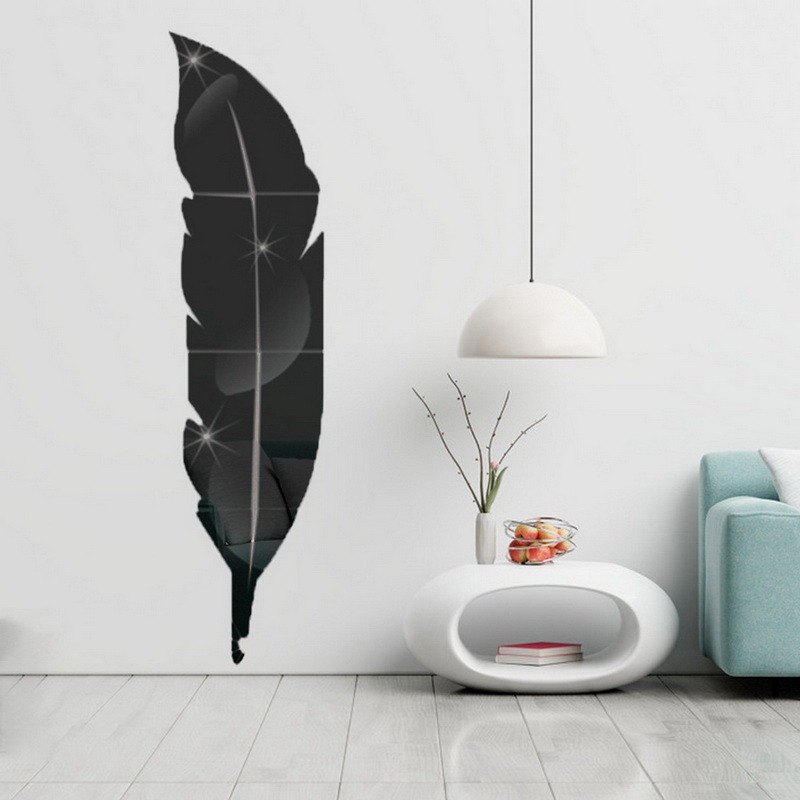DIY pióro pióropusz 3D lustro naklejka ścienna do sztuka do salonu winyl do wystroju wnętrz naklejka naklejka akrylowa Mural tapeta z dekorem