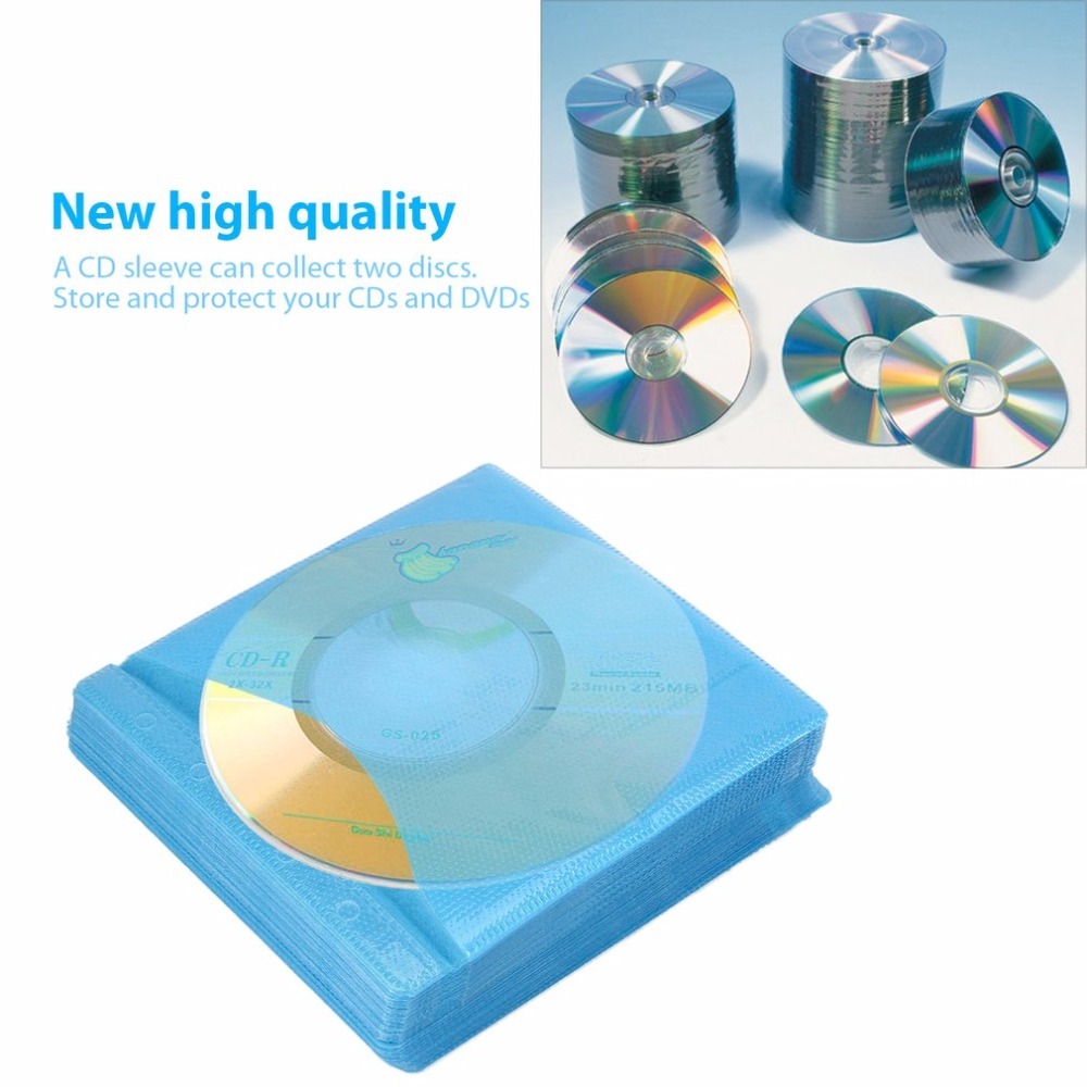 100 stk cd dvd dobbeltsidet dæksel opbevaringsetui pp taske ærme kuvert giver opbevaring og beskyttelse af din cd og dvd