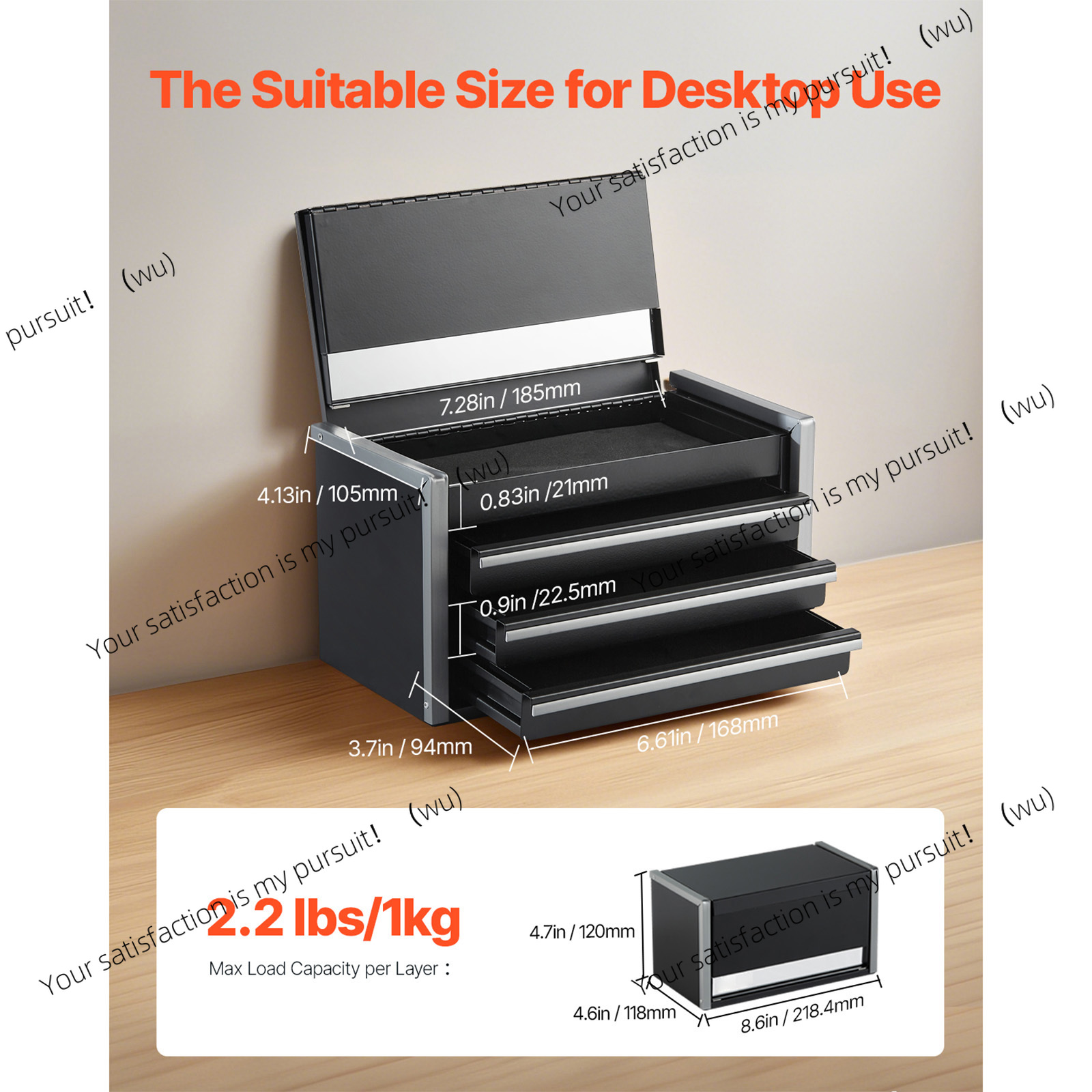 Metalowa skrzynka narzędziowa z 3 szufladami, 8,6 cala, przenośna, z podkładkami strąk nogi i łożyskami kulkowymi, malowana proszkowo, robić przechowywania narzędzi w garażu.