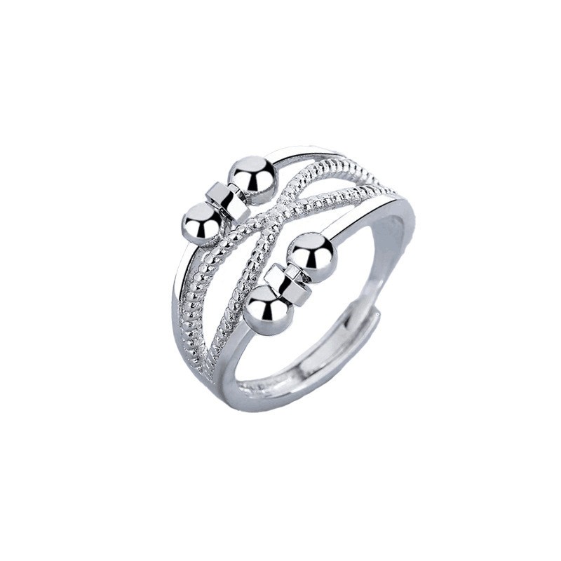 Anxiety Ring Adjustable Opening Women Men Fidget Ring With Bead Worry Stress Relief Jewelry For Female Stacking Finger Rings: RING1258-4