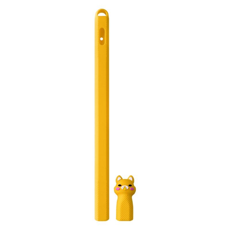 1Set Carino Modello Animale Supporto Della Penna Cassa Molle Del Silicone di Protezione Del Sacchetto Della Protezione Della Copertura Della Pelle per Apple Matita 2nd X6HA: YELLOW