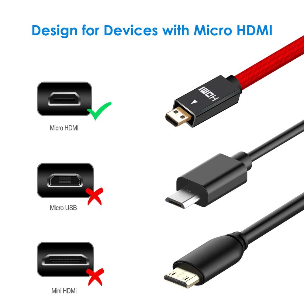 ANNNWZZD Micro HDMI (Type D) to HDMI (Type A) gold plated (High Speed) Micro HDMI cable 1.4a 2.0 Real 3D and Ethernet capable