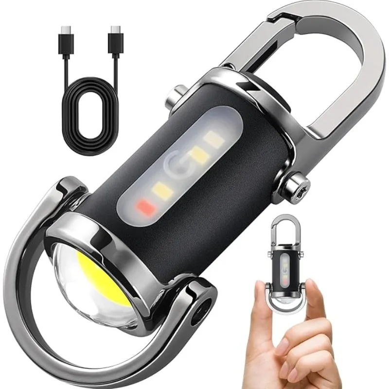 Wiederaufladbare Schlüsselanhänger-Taschenlampen, 800 Lumen, EDC-COB-Arbeitslicht, 7 Modi, Notfall-Schlüsselanhänger-Licht zum Spazierengehen, Suchen, Wandern
