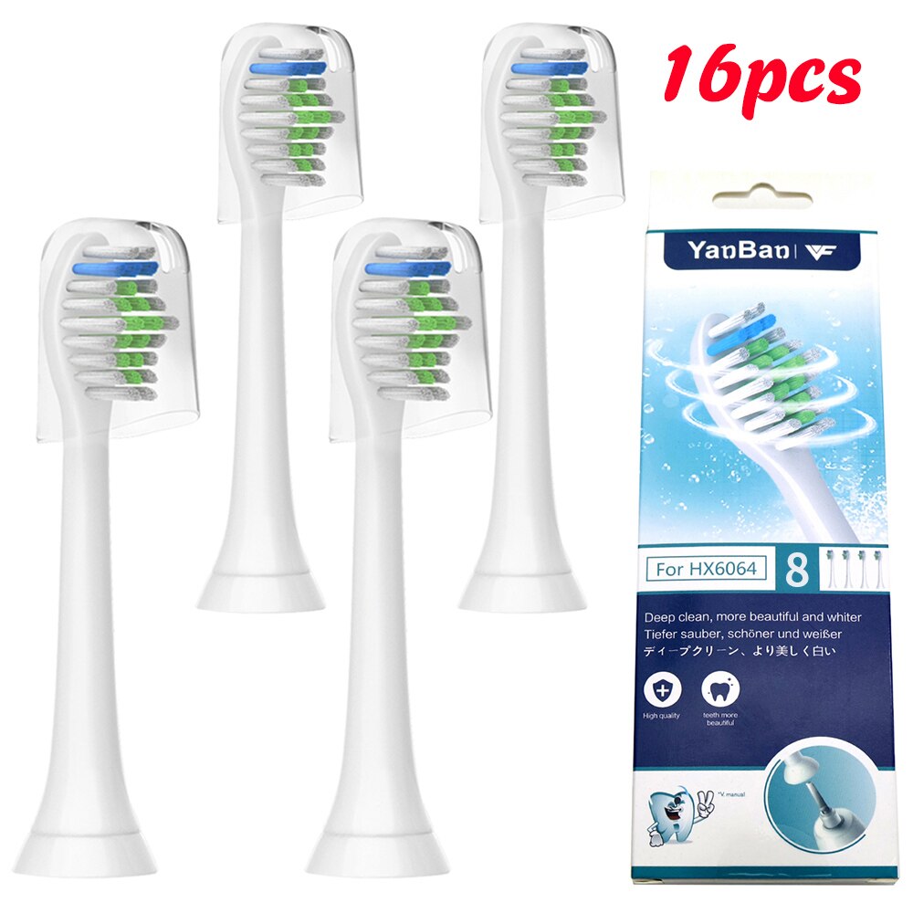 Cabezales de cepillo de dientes para HX6511, HX9362, HX6013, HX6063, HX3110, HX3212, HX6231, HX6631, HX6711, HX6721, HX8911, 8, 12, 16, 20 unidades: Blanco