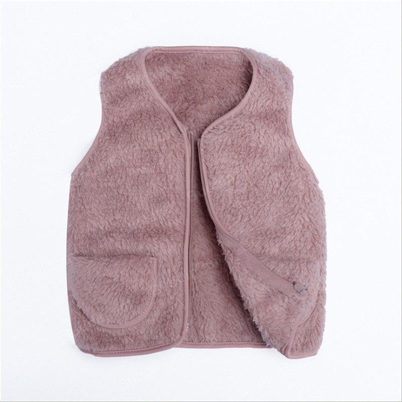 Fleece Kinderen Vest Voor Meisjes Jongens Vest Peuter Baby Warm Winter Herfst Mouwloze Jas Kinderen Uitloper Effen Unisex: Pink / 24M