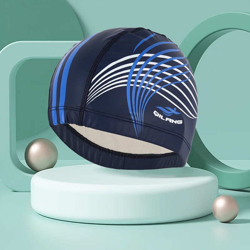 Touca de natação adulta moda impressa proteção de ouvido sem cabeça de corte cabelo longo boné de plutônio para homens e mulheres treinamento touca de natação: Branco