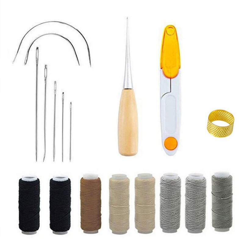 Kit de réparation de rembourrage, Kit de réparation de couture en cuir avec fil à coudre, aiguilles à coudre en cuir à grands yeux, Kit d&#39;outils d&#39;artisanat en cuir