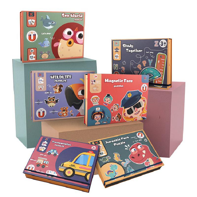 Magnetische Puzzel Kinderen Onderwijs Speelgoed Dier Brief Voertuig Bijpassende Jigsaw Schilderen Set Game Vroeg Leren Speelgoed Voor Baby