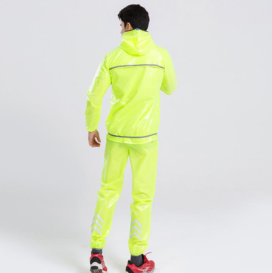 Pantalones de manga larga sólidos trajes de impermeable divididos Poncho elástico transpirable con tiras reflectantes para correr senderismo