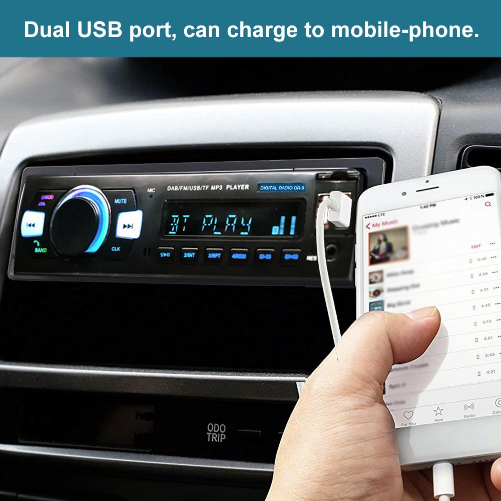 12V Single Din Bluetooth Car Stereo Radio Receiver Car Stereo Receiver Auto DAB/DAB+/FM Receiver USB MP3 Multimedia Player