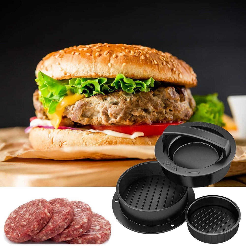 ABS Hamburger Press Meat Pie Press Stuffed Burger Mold Maker with Baking Paper Liners Patty Pastry Tools BBQ Kitchen Accessories