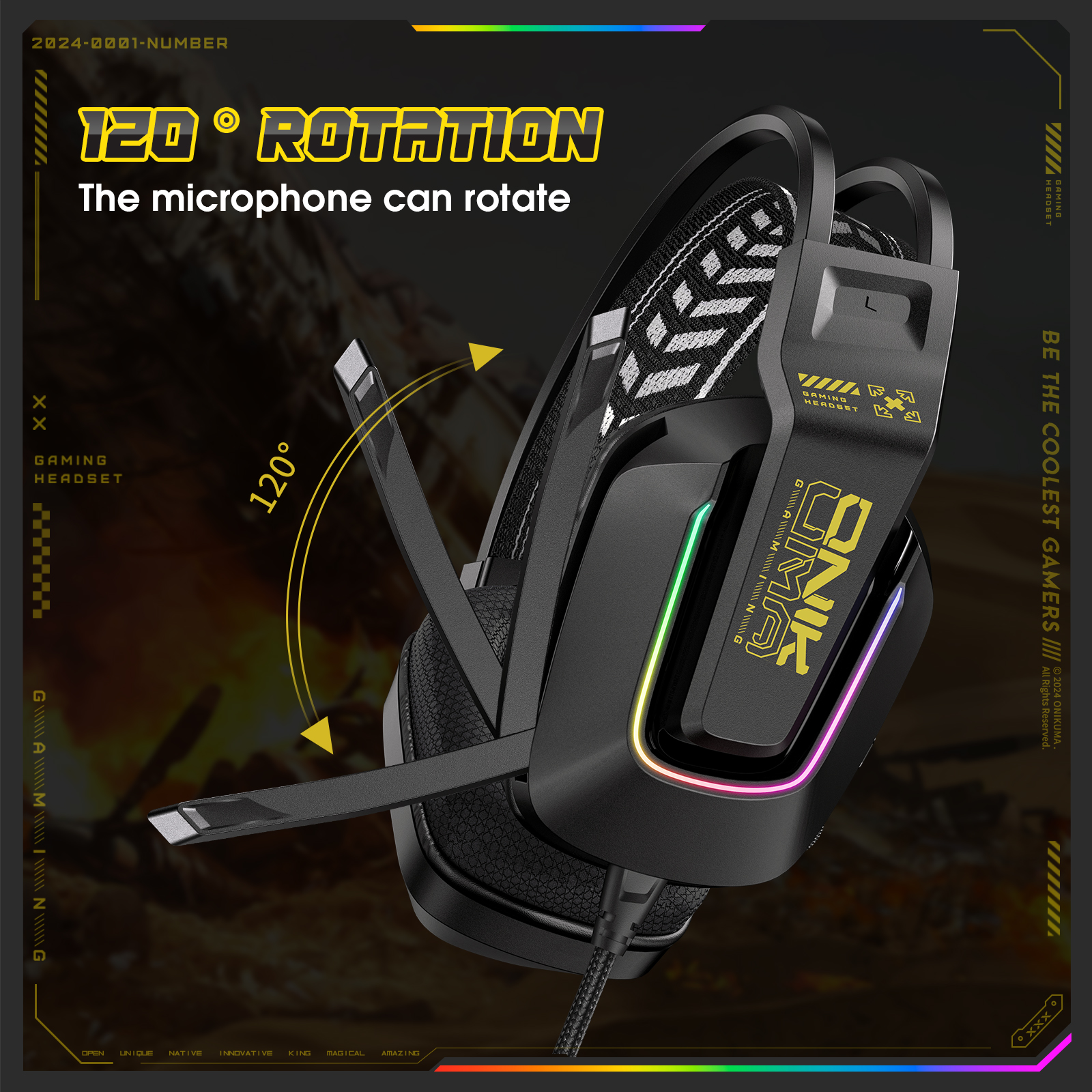 Przewodowe słuchawki nauszne ONIKUMA — lekkie, składane, przenośne, bas stereo, krystalicznie czysty mikrofon, kompatybilne z Smar