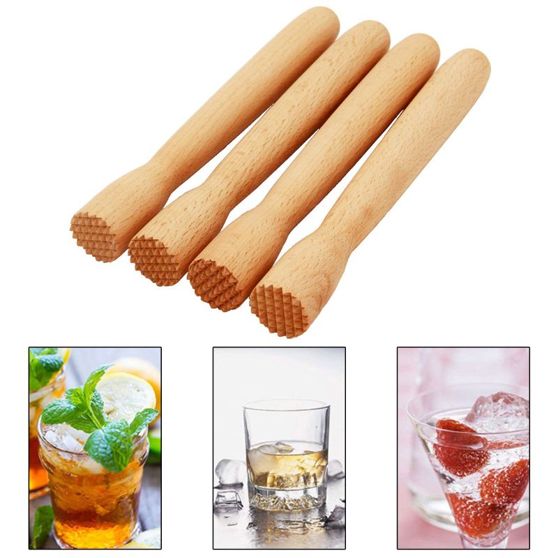 Beechwood Drink Muddler Wooden Masher Crusher Cocktail Damper Bar Tool Ice Hammer Barware