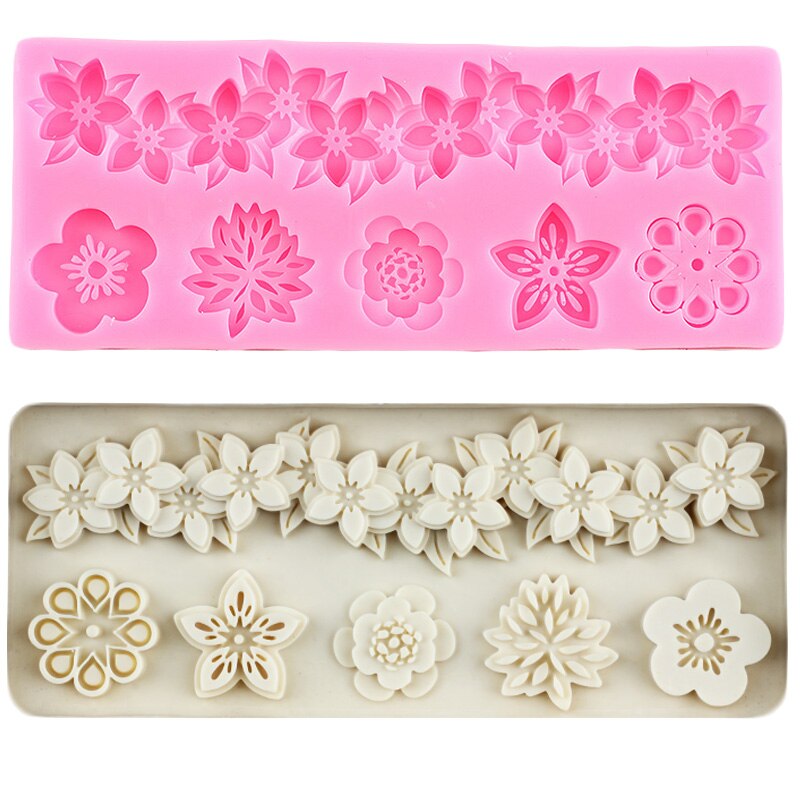 Bloemen Een Verscheidenheid Van Fondant Siliconen Mal Diy Cake Omtrek Mallen Taart Decoreren Bakken Gereedschap Chocolade Snoep Mal Van Klei: Default Title