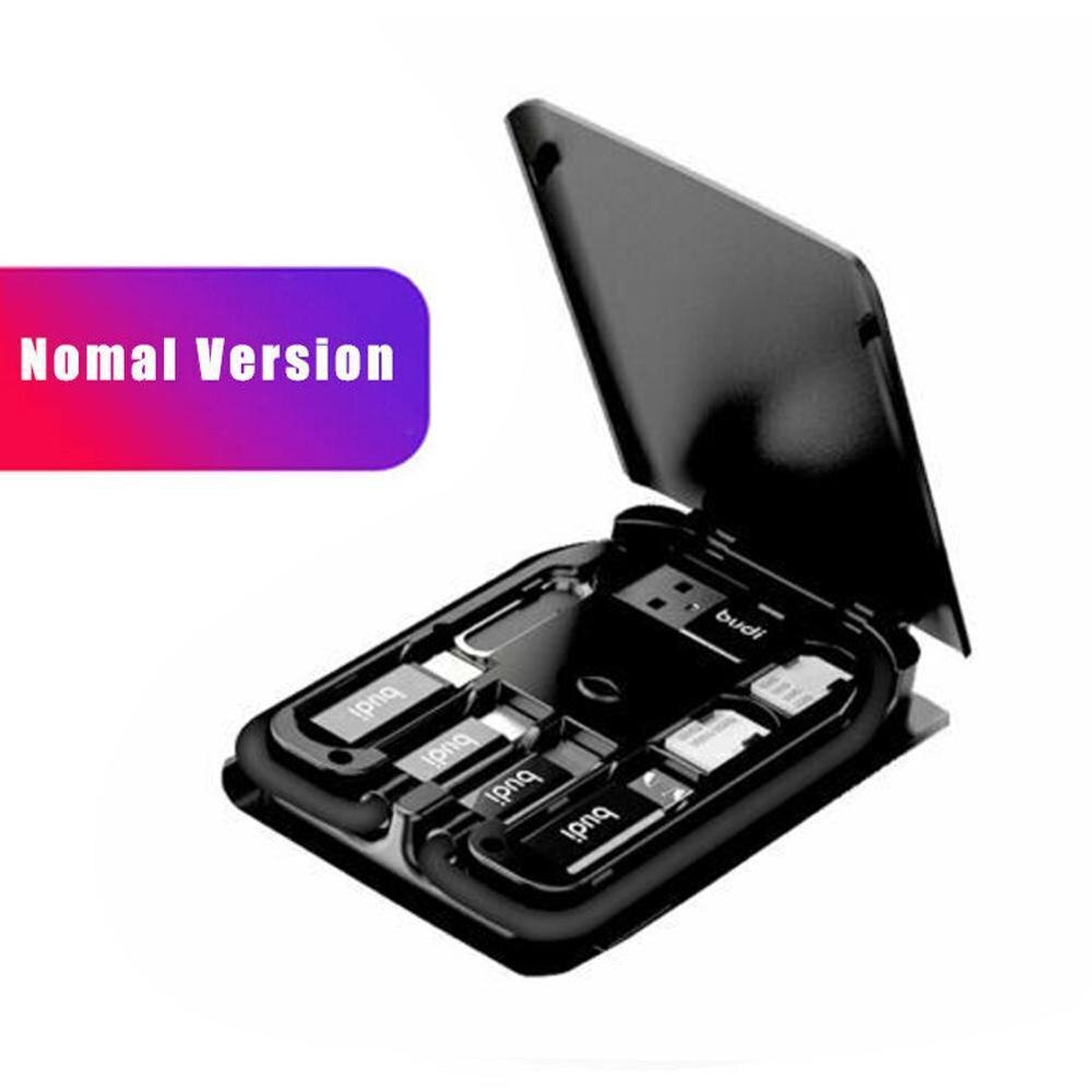 Universal Multi-function Smart Adaptor Card Box SIM Kit Multiple Cable Content Wireless Storage charging Box: No wireless charge