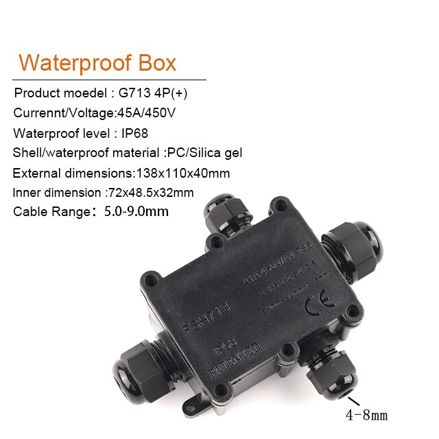 2/3/4/5/6 Way IP68 Outdoor Waterproof Cable Connector Junction Box With Terminal for Electrical Wiring Accessori: G713-4