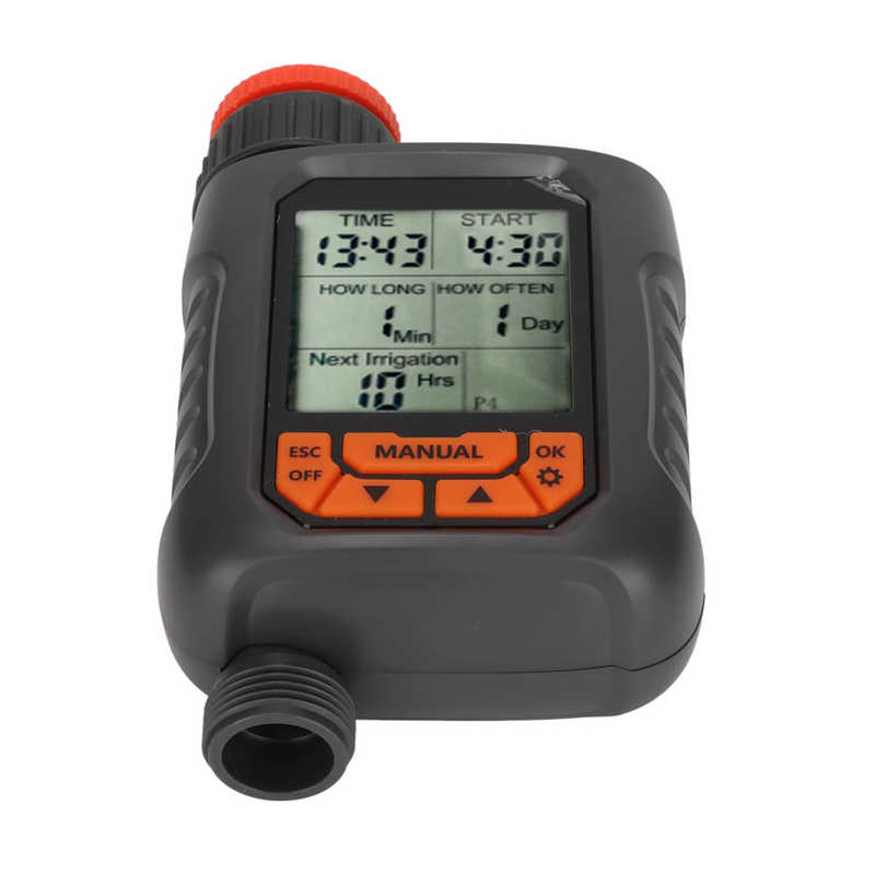 Digital Irrigation Controller IP65 Waterproof 4 Programs Electronic Watering Timer G3/4 with Adapter for Balconies