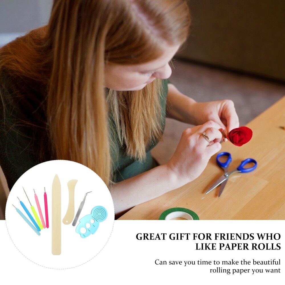 9pcs Paper Rolling Curling Quilling Tools Slotted Kit Needle Pens for Art Craft