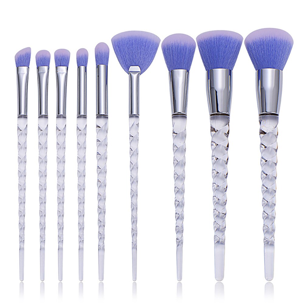 10 Piece Unicorn Makeup Brush Set Liquid Foundation Cosmetics Blush Eyeshadow Eyebrow Brush Women Beauty Glitter Makeup Brush: Dark blue
