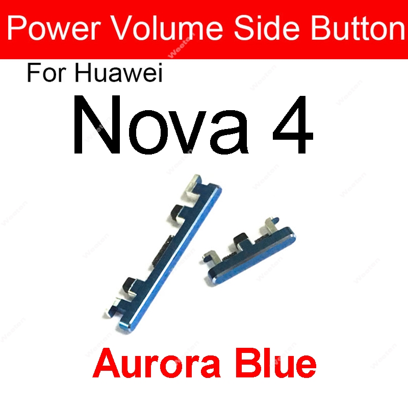 Botones de volumen de encendido y apagado lateral para Huawei Nova 3, 4, 3i, 3e, 4e, subir y bajar volumen, Nova 3, 4, teclas laterales de alimentación, piezas de repuesto: Rojo