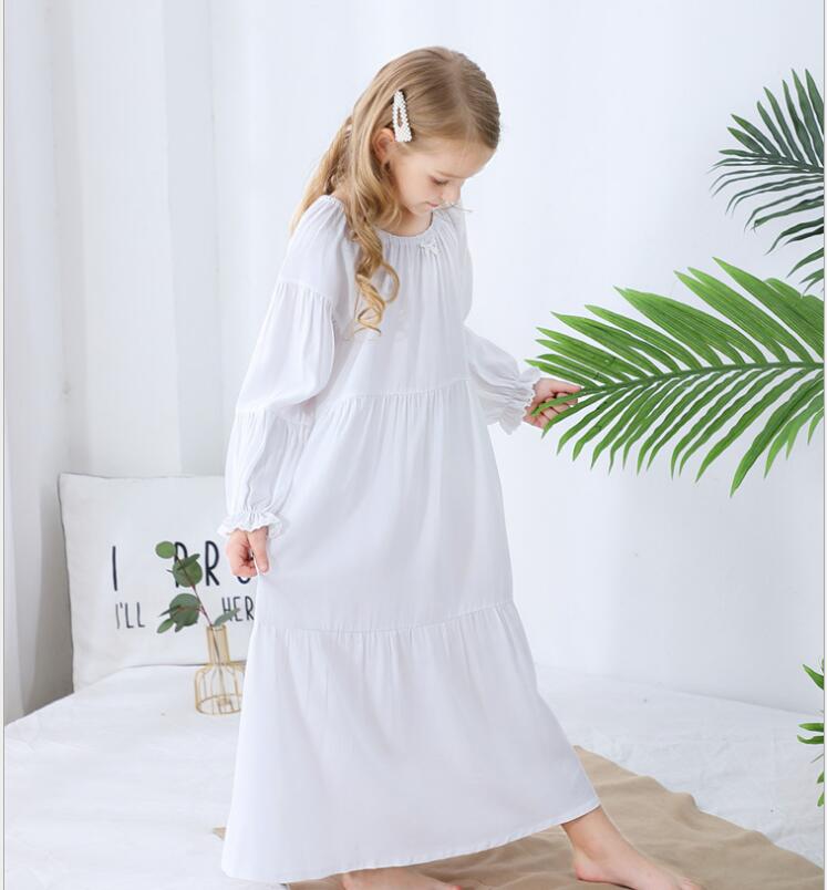 Bambini Camicie Da Notte Per Bambini Delle Ragazze di Usura di Sonno Bianco Del Merletto Delle Ragazze Camicia Da Notte di Usura Lungo Ragazza Bambini Pigiama Vestiti Del Bambino: Avorio / 9