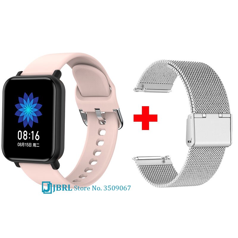 Melhor banda inteligente dos homens das mulheres pulseira inteligente rastreador de fitness para android ios smartband moda toque completo pulseira de pulso inteligente banda: pink add strap 6