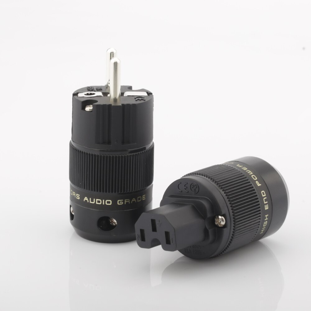Schuko Power Plug EU Plug Hifi European plug Male Female Power Plug 24K Gold plated Rhodium silver Plated HIFI diy