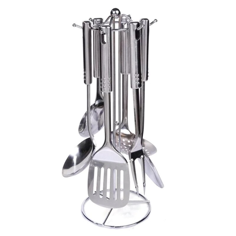 7 Pcs Keuken Kookgerei Set Duurzaam Roestvrij Staal Kookgerei Turner Tang Spatel Voor Thuis Keuken: Default Title