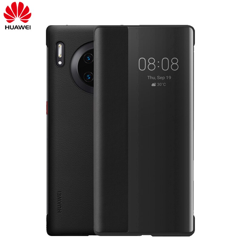 Original huawei mate 30 pro skal officiell smart view flip huawei mate 30 5g skal spegel fönster läder vakna sömn skal: Huawei mate 30 / Svart