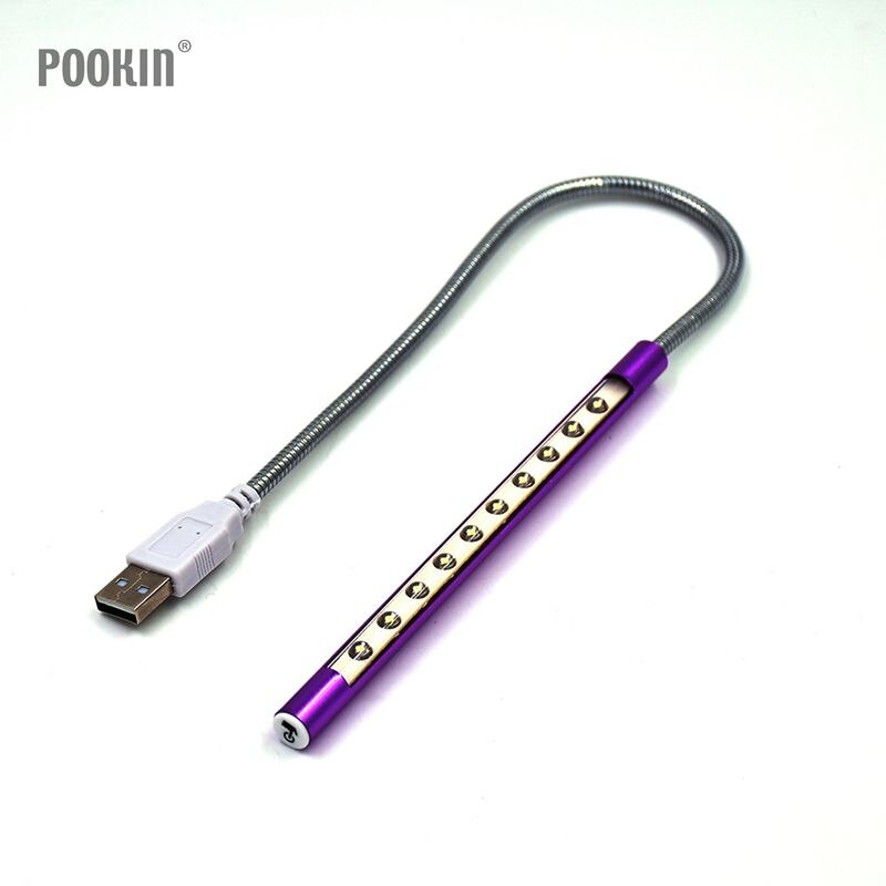 Mini 10 LED S interrupteur tactile Version USB lumière Flexible en métal LED lampe de Table livre lumières pour ordinateur portable ordinateur portable
