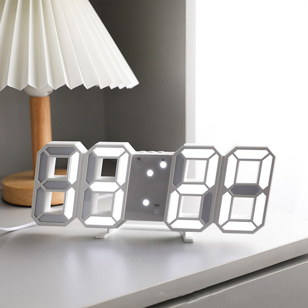 3d Led Digitale Klok Lichtgevende Mode Wandklok Multifunctionele Creatieve Usb Plug In Elektronische Klok Huisdecoratie
