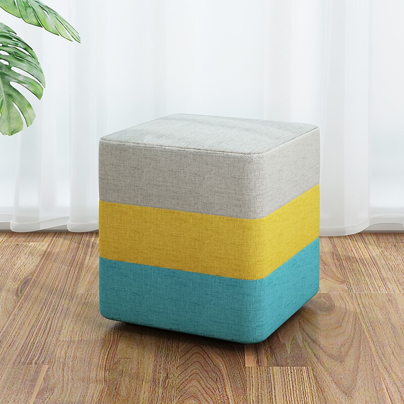 Tissus tabouret rond en bois maison adulte enfants canapé petite chaise basse poufs moderne changement chaussures banc