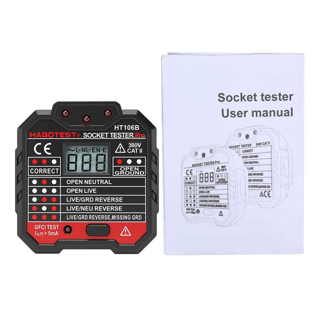 Electric Socket Tester EU / US / UK Plug Neutral Earth Wire Circuit Polarity Wall Plug Breaker Electric Leakage Test