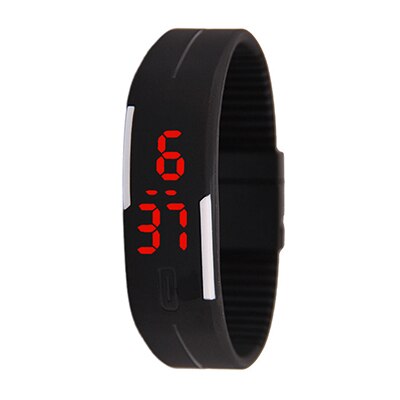 Silicone LED Sport numérique Bracelet montres Fitness décontracté électronique Bracelet hommes femmes garçons filles montre horloge enfants enfants: Black