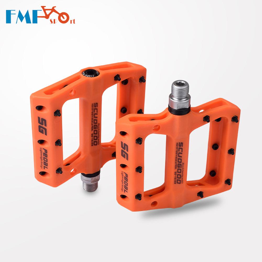 Pedales de bicicleta de montaña de fibra de nailon para bicicleta de carretera MTB BMX pedales antideslizantes piezas de bicicleta accesorios de ciclismo: Orange