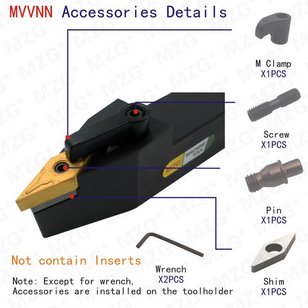 MZG MVVNN2525M16 Metal Cutting Bar 25mm Machining Boring Cutter Carbide Toolholder External Turning Tool Holder CNC Lathe Arbor