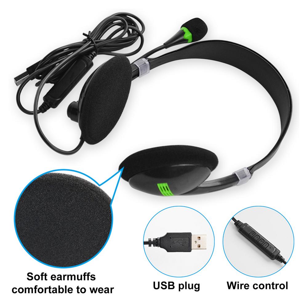 Headset Usb Headset Met Microfoon Noise Cancelling Computer Pc Headset Lichtgewicht Wired Hoofdtelefoon Voor Pc/Laptop/ School