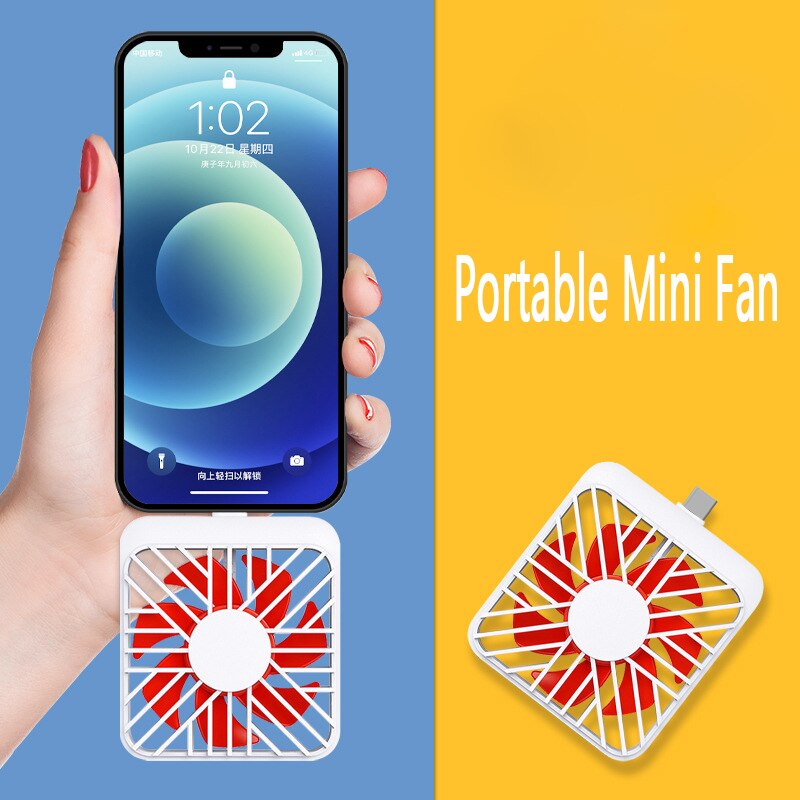 Portable Mini 2 In 1 Mobile Phone Fan, Type-C Adapter Type IOS Smartphone For Iphone Android Cooling Fan