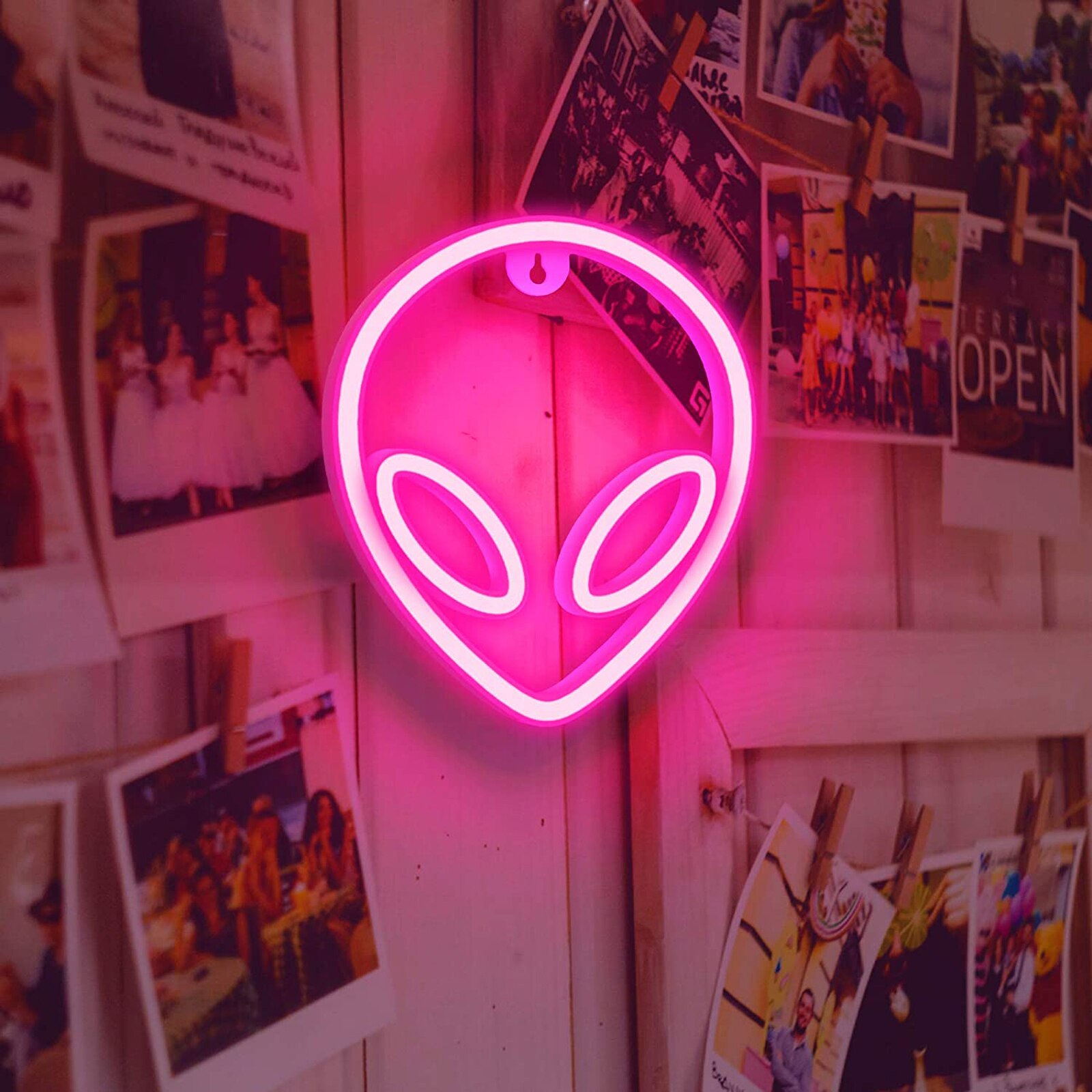 Creatieve Alien Patroon Led Nachtlampje Decoratieve Neon Lamp Voor Slaapkamer Woonkamer Feestartikelen